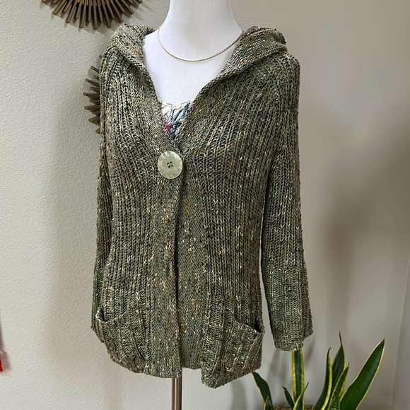 Bcbg maxazria green boho hoodie cardigan SZ L - Picture 3 of 7